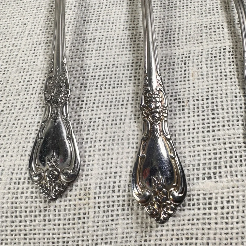 Oneida Kennett Square  Stainless  Lot Spoon‎ Fork Serving Pieces Floral Handle
